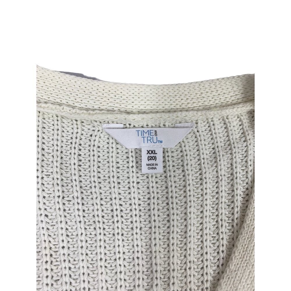 Time & Tru Women's Knitted Cream Sweater - Picture 3 of 7